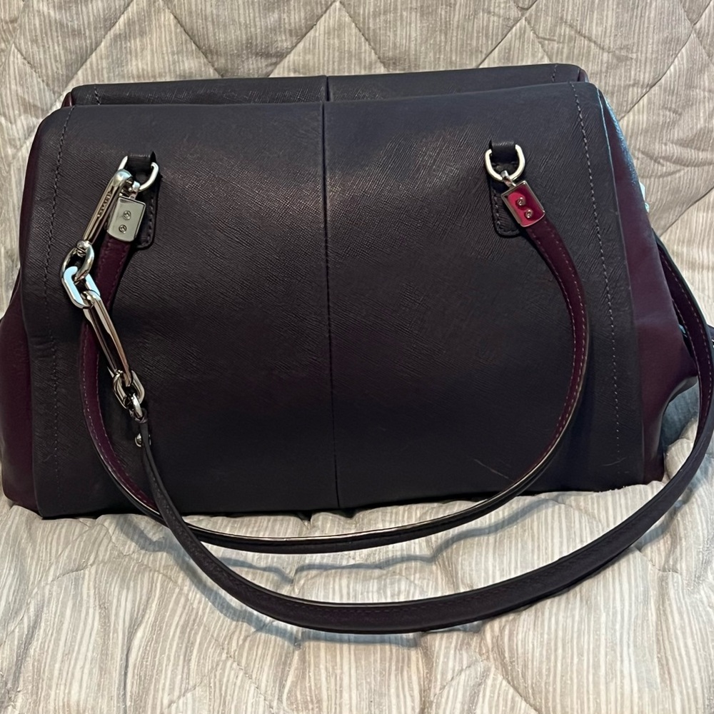 Coach Purple Two-Tone Leather Women's Bag - Picture 8 of 13